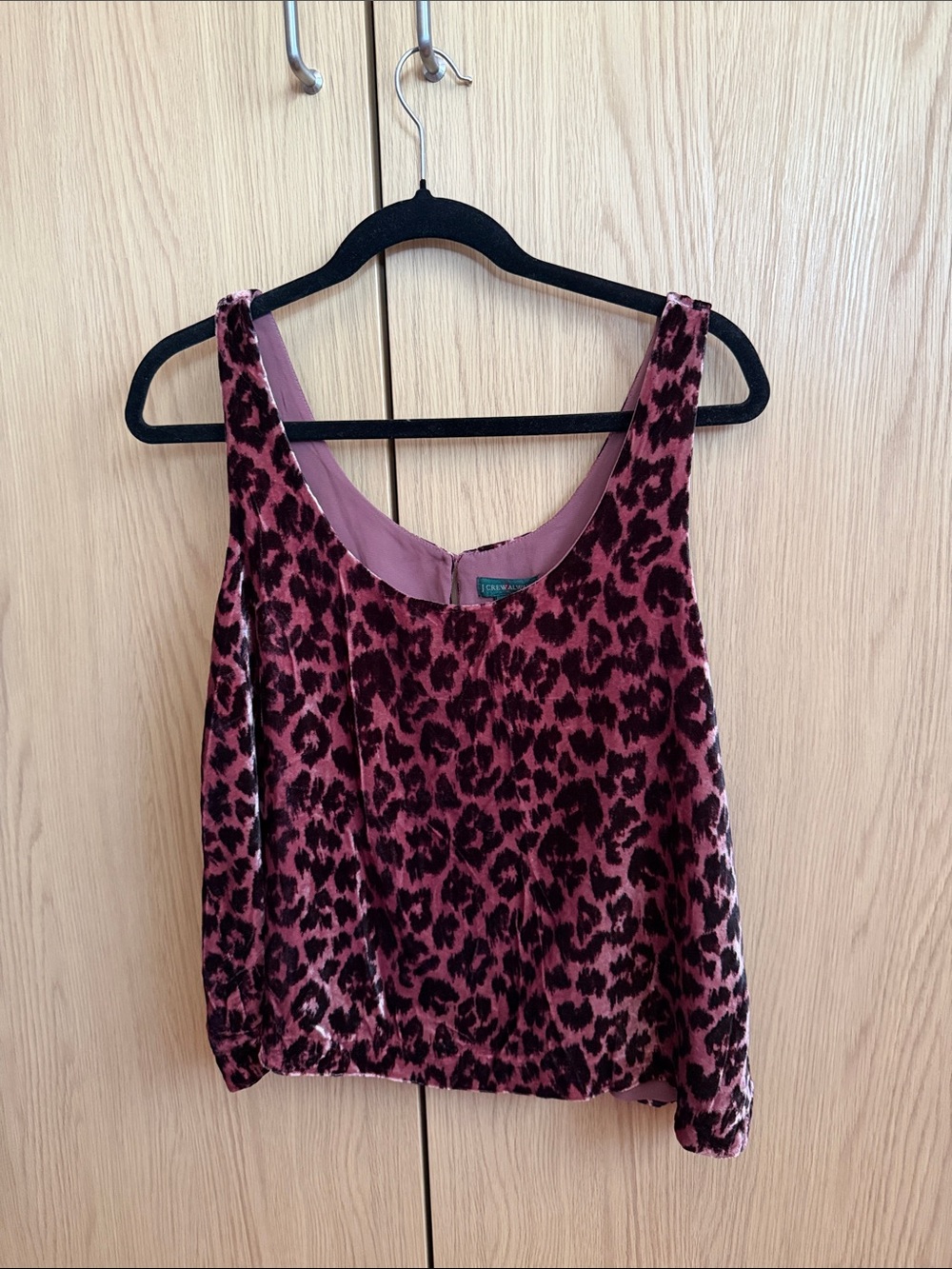 J. Crew Lined Pink Velvet Leopard Print Camisole